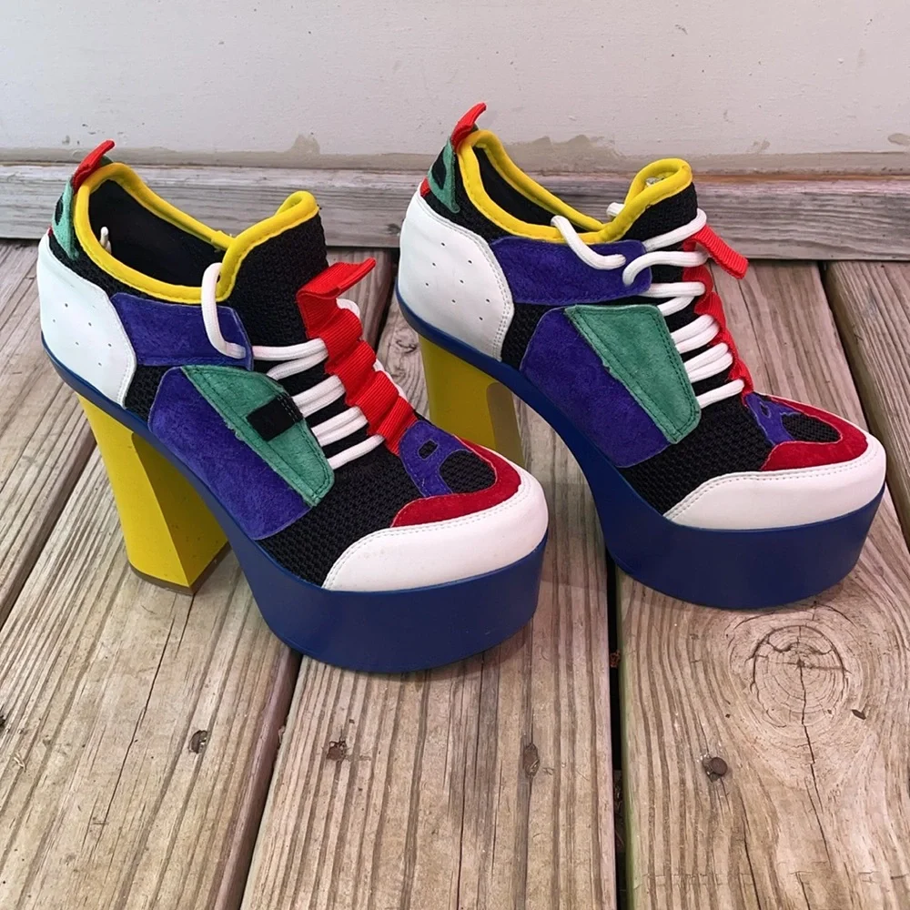 Anthony Wang Zucchini Colorblock Platform Sneaker Heels Size 7.5